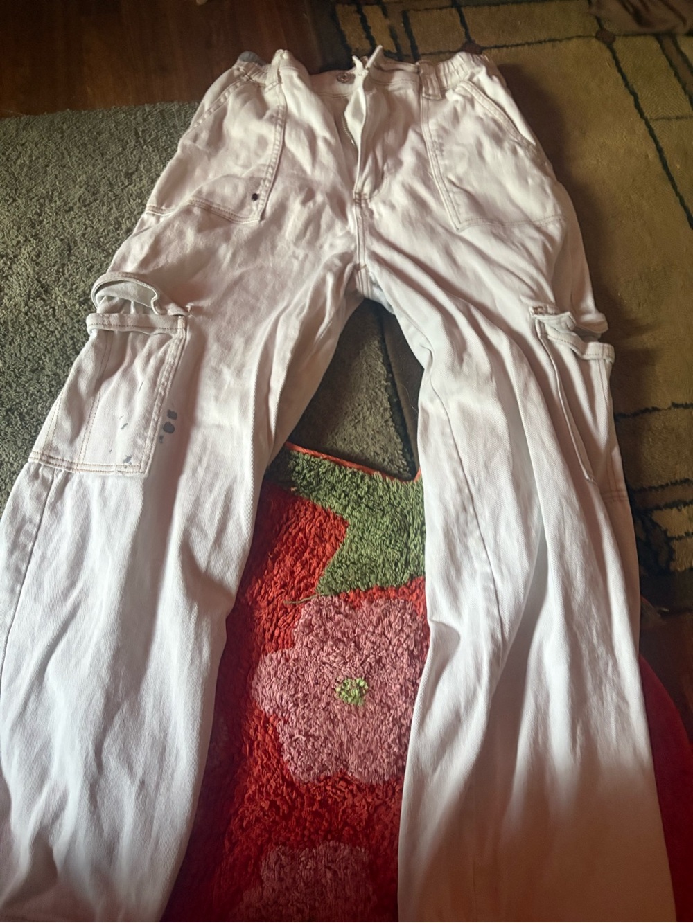 Women's White Wide-Leg Utility Jeans - Relaxed Flare